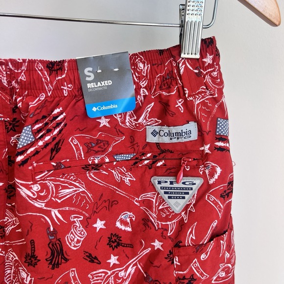 Columbia PFG Swim Trunks Mens Sz Small 6" USA American Flag Relaxed Lined NWT - Picture 6 of 6